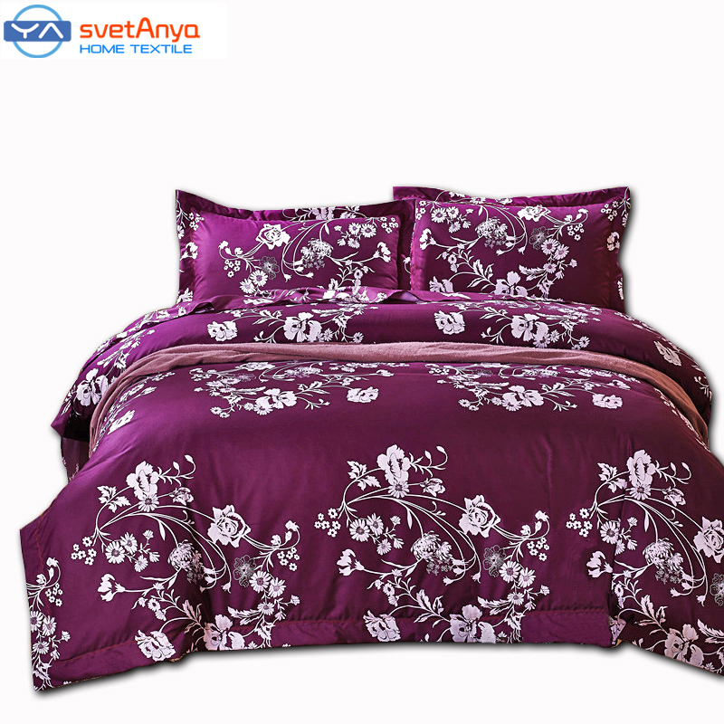 Svetanya purple Bedding set queen Full size (1pc comforter case+1pc bedsheet+2pc pillowcases) 4pc duvet cover sets Bedlinen