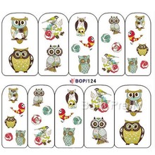 Nail Art Water Decals Transfer Stickers Cute Animal Owl Pattern Sticker BOP124 15559