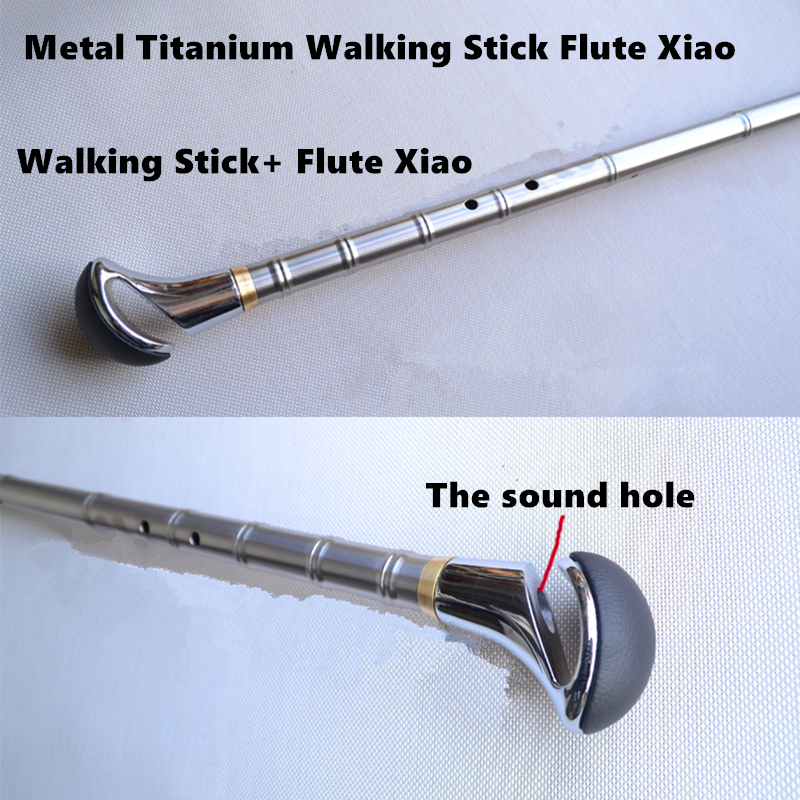 Metal Titanium Flute Xiao + Walking Stick G/F Key Transverse Flute Xiao Flauta Profissional