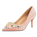 Elegant Ladies Shoes High Heels Shallow Mouth Pumps Pointed Toe Pearl Crystal Platform Shoes W01025 1