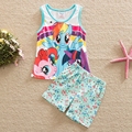 summer clothes 2016 My litter pony pattern printed cotton short baby suit set clothes for girls