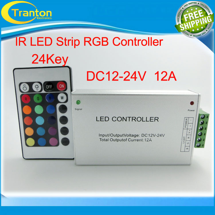 DC12-24V IR Remote RGB Controller 12A 24key Remote Controller for SMD 3528 5050 RGB LED SMD Strip Lights