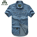 AFS JEEP Plus Size M 5XL Shirt 2016 New Arrival Denim Shirt Man Turn down Collar