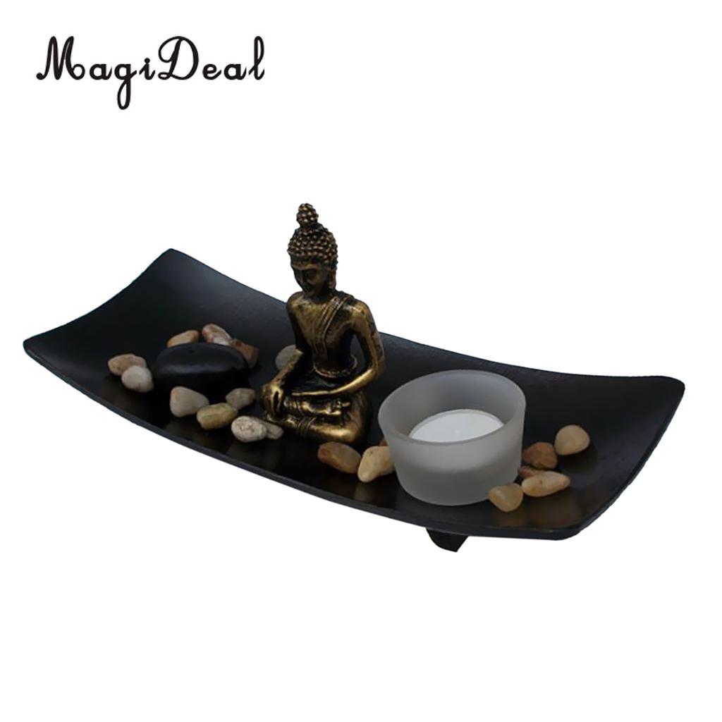 Homyl Japanese Zen Garden Sand Tray Buddha Stones Fengshui Meditation Ornament For Home Shop Club Cafe Ba