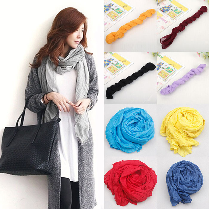 20 Colors 2015 Summer New Designer Solid Casual Scarf Women Cotton Flax Blending Longest Scarves For