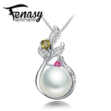 FENASY 100% natural Pearl Pendant,Drop Shape Natural Freshwater Pearl Silver Necklace Pendant Free Shipping NEW,