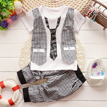 2015 Fashion Baby Boy summer Clothing Set kids Clothes set Gentleman Suit Boys short Sleeve T