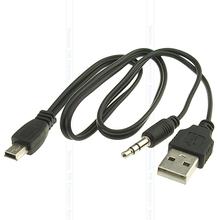 2 in 1 usb cable jack 3.5mm AUX cable/USB Male/Mini USB for bluetooth portable cd player