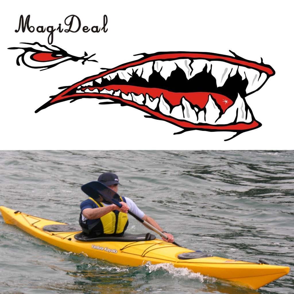 4x Big Shark Teeth Mouth Decal Sticker for Sit on Kayak Canoe Boat Car Wall