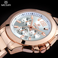MEGIR Women Or Men Quartz Chronograph Watch Rose Gold Steel Band Bracelet Watch Waterproof Fashion Women