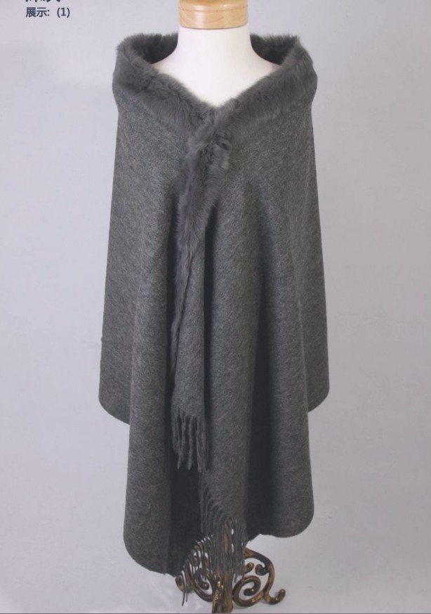 Fashion Gray Women's Rabbit Fur Scarves 100% Wool Cashmere Pashmina Shawls Wrap Multicolor Factory Price Wholesale