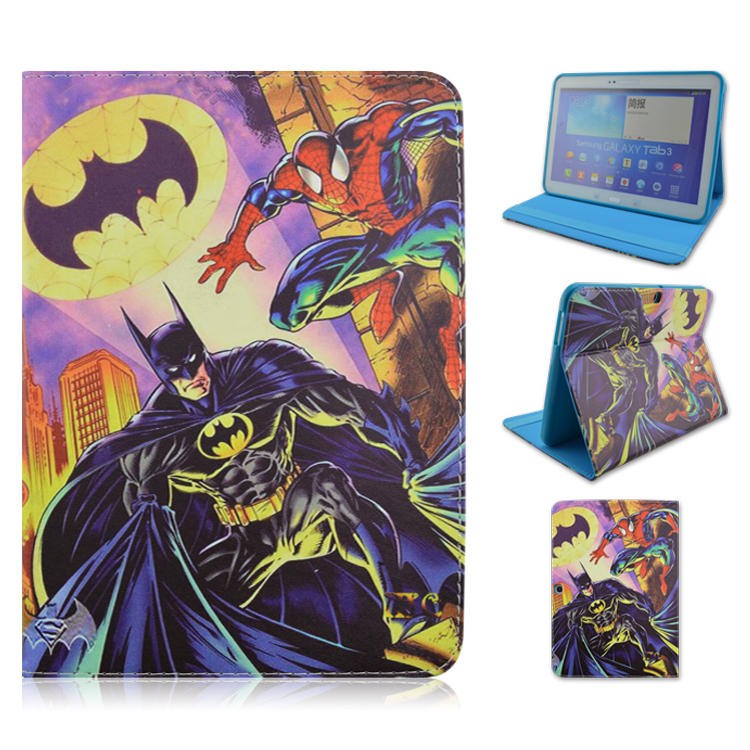 Cartoon Cool Batman Flip Stand TPU+PU Leather Tablet Cover Case For