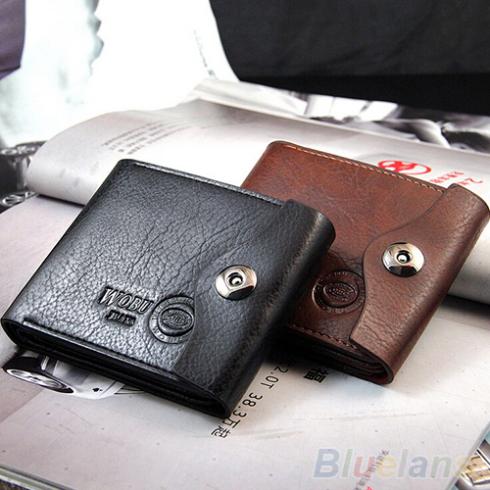 Mens Magnetic Clasp Faux Leather Bifold Card Holder Pockets Slim Purse Wallet 1QBX
