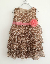 2015 new fashion baby Girls TUTU dresses autumn Teenage princess chiffon leopard vestidos christmas dress elsa kids clothing