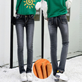 Womens Velvet Warm Jeans Woman Winter Stretch Elastic High Waist Vintage Trousers Straight Pants Plus Size