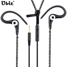 Ubit Sports Zipper In-Ear Earphone With Microphone 3.5mm Wired Noise Lsolating EarPhones Stereo Bass Earbuds Music Headset ZP1