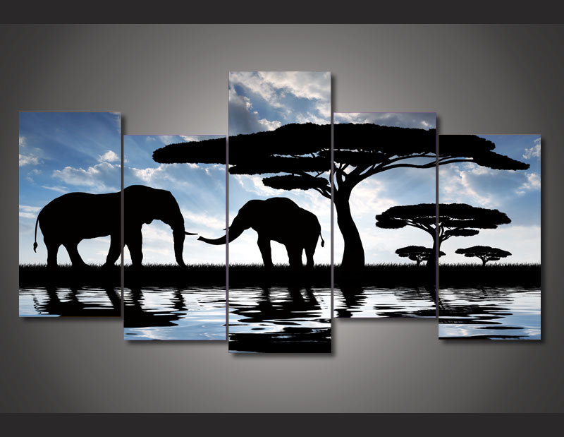 Framed-Printed-African-landscape-font-b-elephant-b-font-font-b-picture-b-font-Painting-font.jpg (800×619)