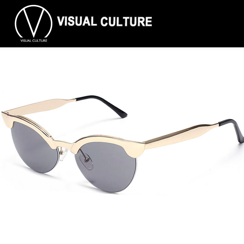 2016 New fashion cat eye sunglasses women Metal half frame ...