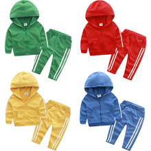 2016 spring stripe male children’s child clothing baby child casual sportswear set male tz-2076
