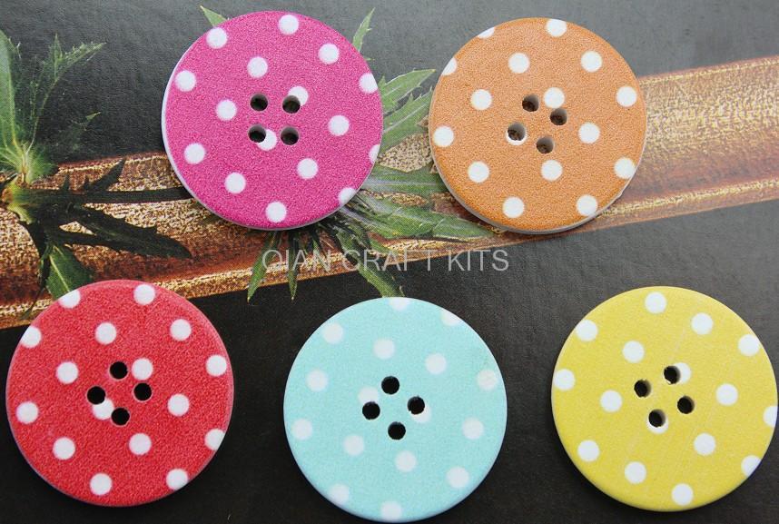 150 pcs big 30mm polka dots font b chequer b font floral kawaii cute Round wooden