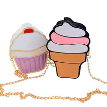 New Cute Women Cupcake Ice Cream Shape Crossbody Bags Cartoon Fashion Chain PU Leather Ladies Small Mini Shoulder Bag Feminine