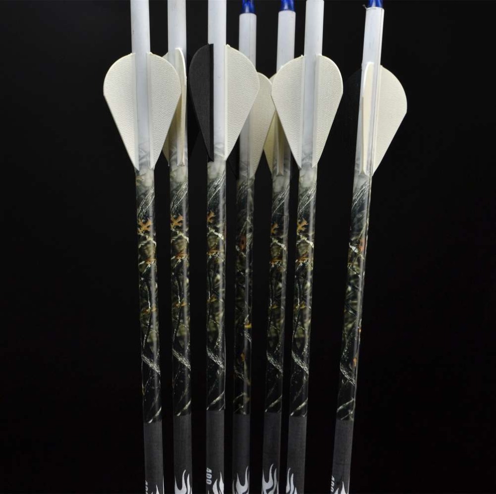 6pcs 30 Archery Carbon Arrow with Replaceable Arrows Head Fit for 40 60lbs Compound Bow Spine