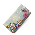 Luxury Designer Genuine Leather Purse 2016 New Fashion Rhinestone studded Wallet Women High Quality Zipper Money