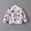 2016 Spring autumn Baby Girl T shirt Cartoon Animal Graffiti Long Sleeve Cotton Girls Tops Kids