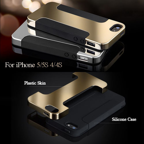 Hybrid Gold Hard Case For iPhone 5 5S 4 4S Luxury Phone Bag Back Cover Plate