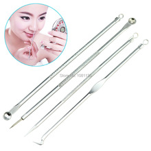 4 Pcs  Silver Blackhead Comedone Acne Blemish Extractor Remover Cosmetic Tool Stainless Needles Remove Tool New Free Shipping