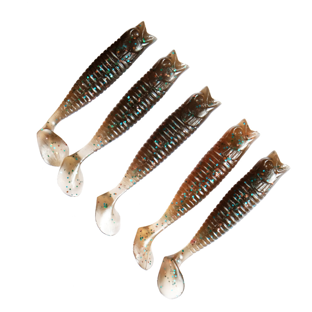 10PCS SF Soft Plastic Worm Paddle Tail Fishing Swimbait Bass Trout Shad