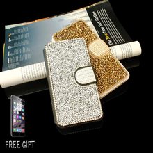 10pcs For iPhone 6 6s 6s plus 5s SE Mobile Phone Case Full Gitter Rhinestone Diamond Crystal Card Slot Leather Cover