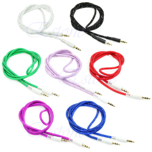 Free Shipping 1M 3FT 3.5 mm Male to Male Audio Stereo Aux auxiliary Cable Cord For PC ipod MP3 DVD