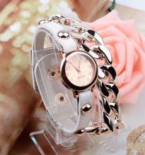 New Arrival Colorful Vintage Rivet Leather Bracelet Watches Women Watches Weave Wrap Wristwatches Watch WH 092