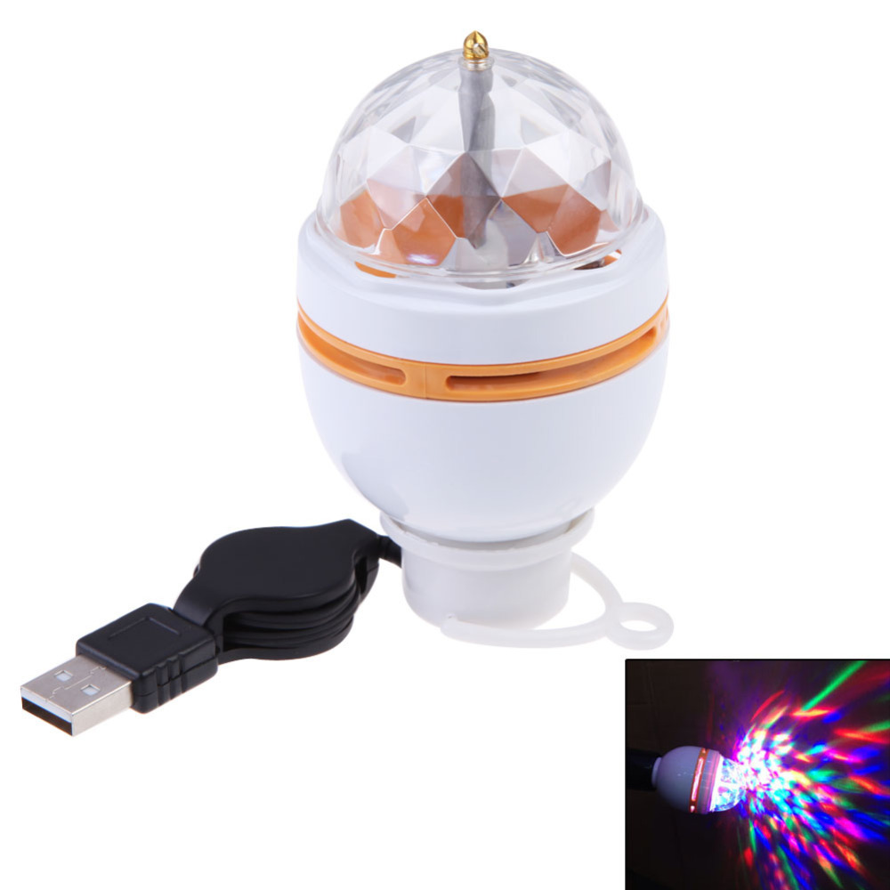 USB RGB Auto Rotating Stage Light 3W LED DJ Disco Crystal Colorful Ball Party Lamp Bulb Stage Lamp NVIE