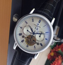 2015 marca de lujo de moda de cuero Tourbillon hombres de PP movimiento automático del reloj para hombre auto viento relojes de pulsera