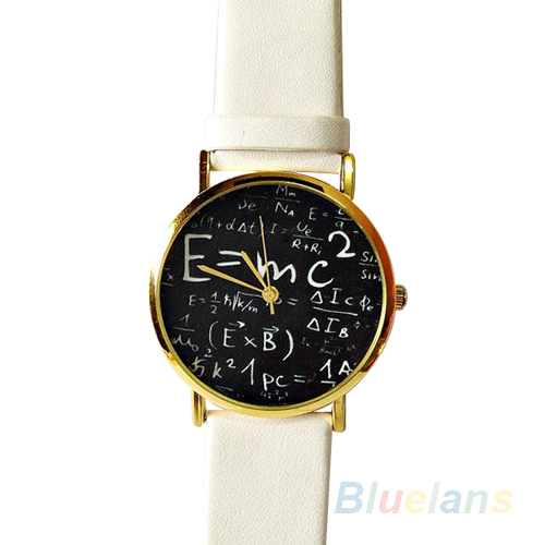 Men s Women s Numerals Mathematical Symbol Faux Leather Band Quartz Wrist Watch 37NY