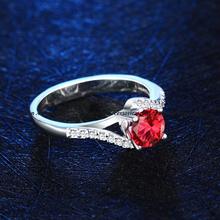 New Jewelry Wholesale Simulated Ruby Diamond Engagement Ring 925 Sterling Silver Wedding Band Rings for Women