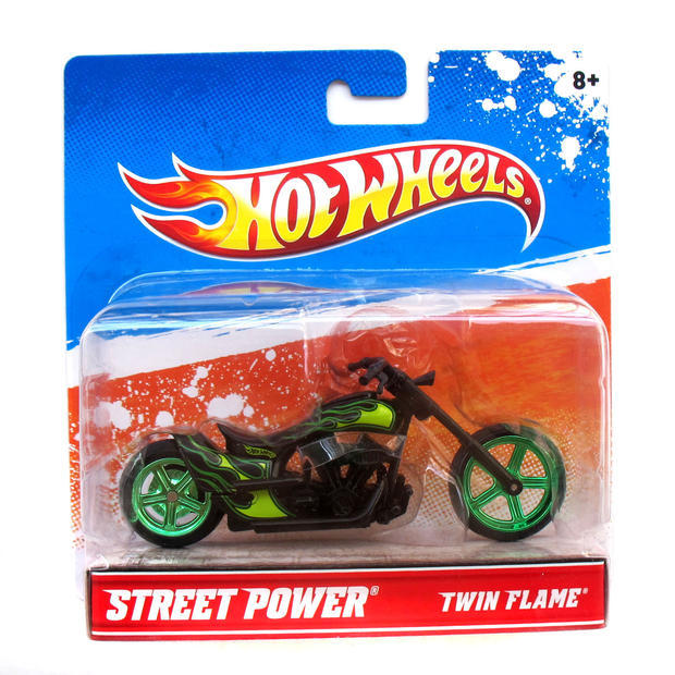 Hot wheels 118 green simulation motorcycle Twin Flame W5425 model ABS