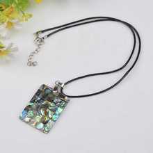 Fashion Jewelry Mixed Natural Green New Zealand Abalone Shell Pendant Waterdrop 1Pc Long Pendant Leather Necklace