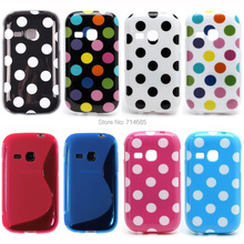 Free Shipping Polka Dots S Line Design TPU Silicon Phone Case for Samsung GALAXY Young Back Cover Skin Bag S6310 S6312 S6313