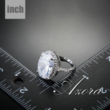 AZORA New Fashion Design With Big Clear Swiss Cubic Zirconia Egg Shaped Engagement Ring TR0130