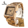 BOBO BIRD L26 Square Zebra Wood Bamboo Quartz Watch Men s Top Casual Brand Watch relogio