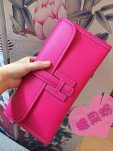 12.12 promotion women’s genuine epsom leather day clutches with H buckle leather strap