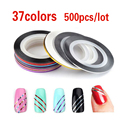 500pcs 37colors Hot Metallic Yarn Line Rolls Striping Tape Adhesive 3D Nail Art Beauty Sticker Decoration