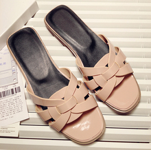 Brand Women Mules Summer Style New Lady Slippers Sandals Slides Fashion Patent Leather Flat Beach Shoes Plus Size High Quality