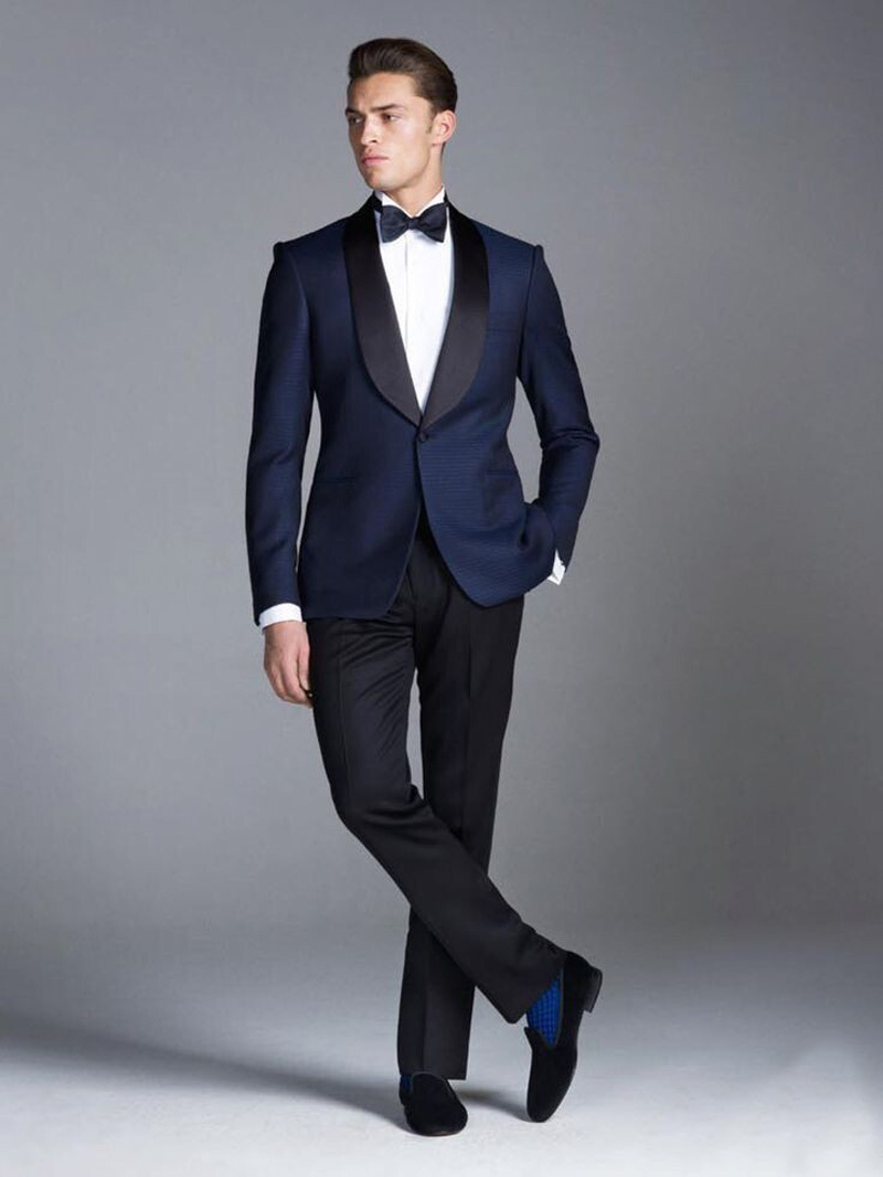 Hot Sale Navy Blue Tuxedos Cheap Groom Suits Mens Wedding Waistcoats Italian Best Man Bridegroom ...