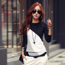 Free Ship Casual T Shirts Women Blouse 2015 Long sleeve Cotton T shirt Basic Tops tees