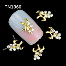10 Pcs Glitter Gold Branch 3D Clear Rhinestones For Nail Art Decorations On Gel Polish DIY Alloy Charm Nails Tools TN1060