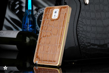 2015 Aluminum Crocodile Leather 5 colors Case For Samsung Note 4 N9100 Cell Phone Hard Case